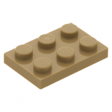 LEGO lapos elem 2x3, sötét sárgásbarna (3021)